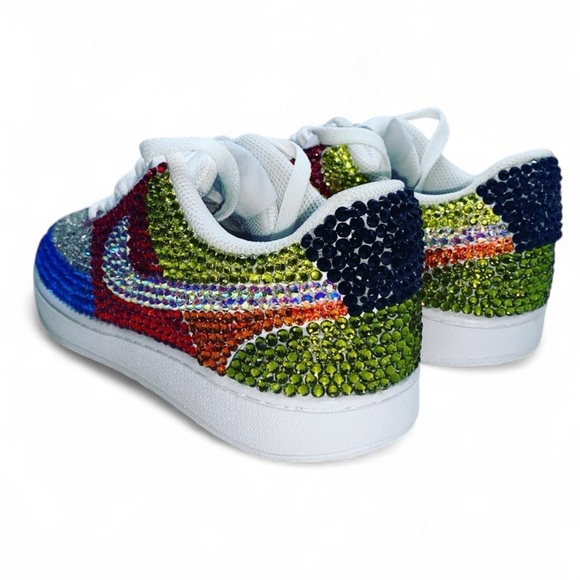 Nike Court Vision Low Tops All Sizes Multicoloured Classic Mix Luxe Crystals - Picture 8 of 11